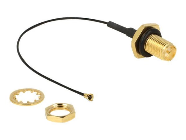DeLOCK - Antennekabel - RP-SMA (hun) til MHF4 (han) - 10 cm - koaksial - sortti