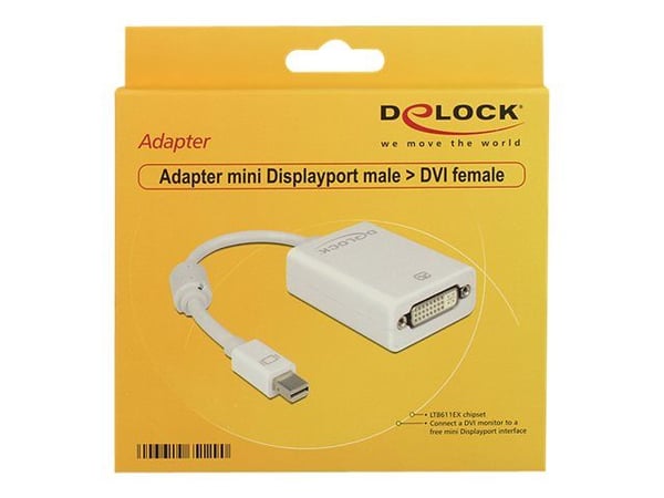 DeLOCK Adapter mini Displayport / DVI FM, 0,18 m, Mini DisplayPort, DVI, Uros, Naaras, Valkoinen