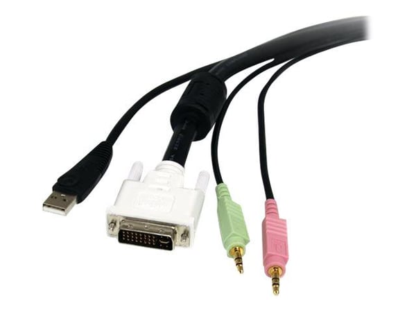 StarTech 6 ft 4-in-1 USB DVI KVM Cable with Audio and Microphone - DVI KVM Cable - USB KVM Cable - KVM Switch Cable (USBDVI4N1A6) - Tastatur/video/...
