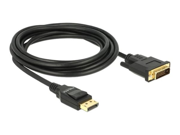 Delock - Adapterkabel - enkeltlenke - DisplayPort (hann) til DVI-D (hann) - DisplayPort 1.2a - 3 m - passiv - svart