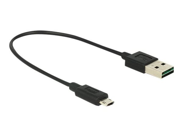 DeLOCK - USB-kaapeli - Micro-USB Type B (han) til USB (han) - USB 2.0 - 20 cm - omvendelig A-stikforbindelse, omvendelig micro B-stikforbindelse - ...