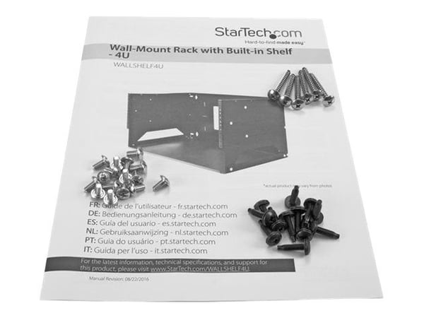 Startech 4U Open Frame Wall Mount Network Rack w/ Built in Shelf - 2-Post Adjustable Depth (12" to 18") Equipment Rack - 75.2lbs (WALLSHELF4U) - St...