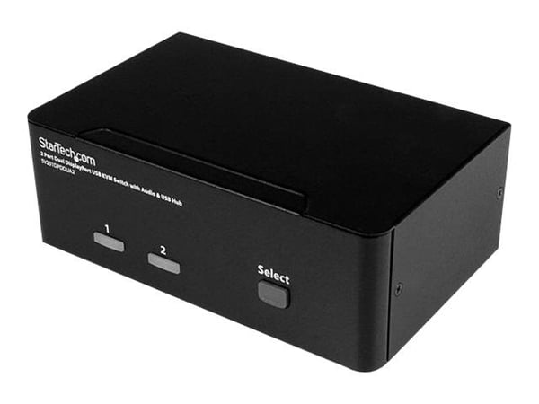 StarTech.com DisplayPort KVM-switch med 2 portar för dubbla skärmar - 4K 60 Hz - Omkopplare för tangentbord/video/mus/ljud/USB - 2 x KVM/ljud/USB -...