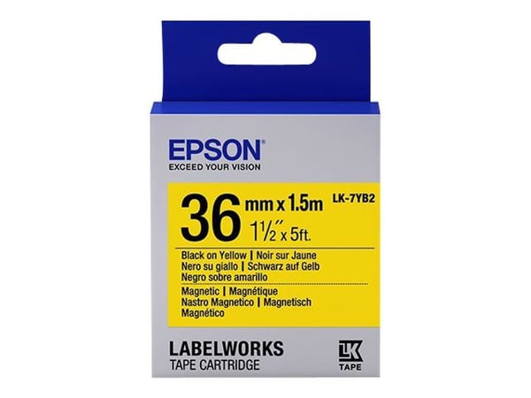Epson LabelWorks LK-7YB2 - Svart på gul - Rull (3,6 cm x 1,5 m) 1 rull(er) magnetiske etiketter