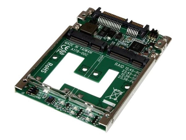 StarTech.com Dual mSATA SSD til 6,40 cm (2,5") SATA RAID-adapterkonverter - Lagringskontroller - 2 sendere/kanal - mSATA - 6GBps - RAID 0, 1, JBOD,...
