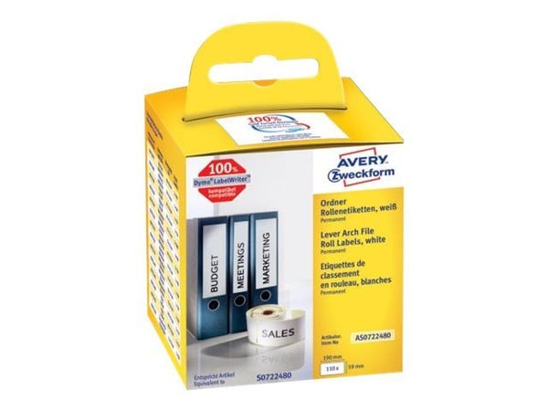 Avery Zweckform - Papir - permanet adhesiv - hvit - 59 x 190 mm 110 etikett(er) (1 rull(er) x 110) rektangulære hevarmsbueetiketter