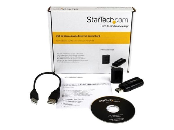 StarTech USB Sound Card - 3.5mm Audio Adapter - External Sound Card - Black - External Sound Card (ICUSBAUDIOB) - Lydkort - stereo - USB 2.0 - for ...