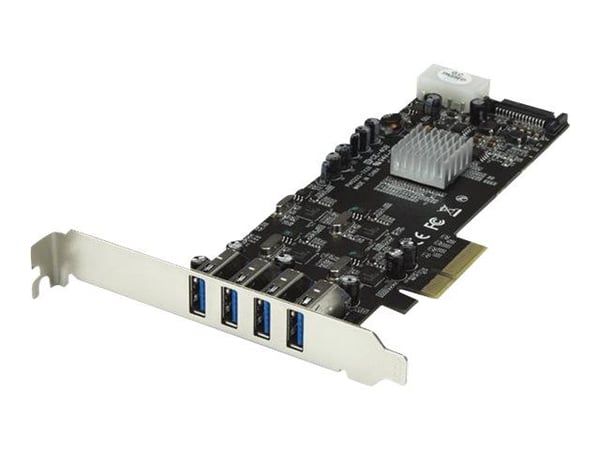 Startech PCI Express (PCIe) SuperSpeed USB 3.0-kortadapter med 4 portar och 4 dedicerade kanaler på 5 Gbps – UASP – SATA/LP4-ström - USB-adapter - ...