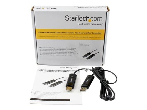 Startech 2 Port USB Keyboard Mouse Switch Cable w/ File Transfer for PC and Mac® - USB File Transfer Cable - Dual Port USB KM Switch (SVKMS2) - Dir...
