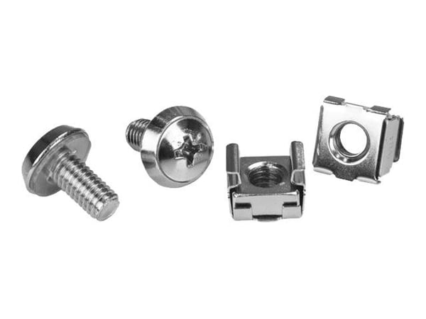 Startech M6 Screws and Cage Nuts - 100 Pack - M6 Mounting Screws and Cage Nuts for Server Rack and Cabinet - Silver (CABSCREWM62) - Skruer og mutte...