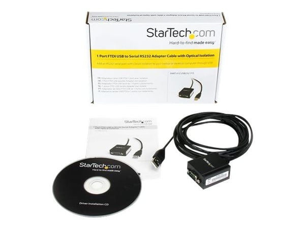 Startech USB to Serial Adapter - Optical Isolation - USB Powered - FTDI USB to Serial Adapter - USB to RS232 Adapter Cable (ICUSB2321FIS) - Seriell...