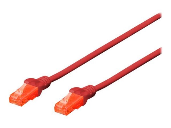 DIGITUS Professional - Koblingskabel - RJ-45 (hann) til RJ-45 (hann) - 3 m - UTP - CAT 6e - IEEE 802.3 - halogenfri, formstøpt, uten hindringer - rød