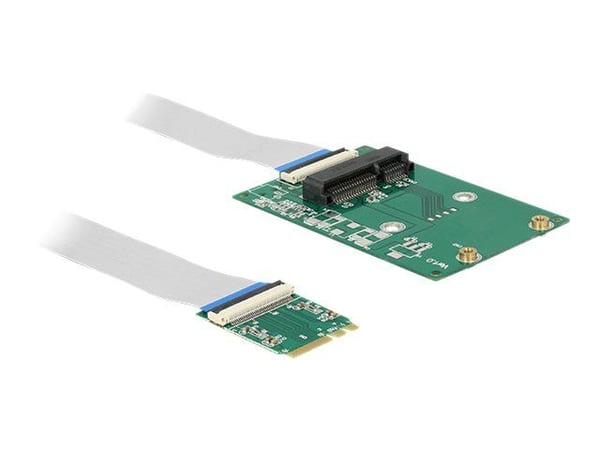 Delock-konverter M.2 Key A+E-kontakt > 1x Mini PCIe-spor halv størrelse/full størrelse med fleksibel kabel