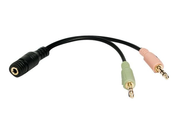 LogiLink - Audioadapter - mini-phone stereo 3.5 mm hann til 4-polsminijakk hunn - 15 cm - svart