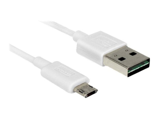 DeLOCK 84806, 0,5 m, USB A, Micro-USB B, USB 2.0, 0,48 Gbit/s, Valkoinen
