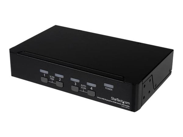 Startech 4 Port DisplayPort KVM Switch w/ Audio - USB, Keyboard, Video, Mouse, Computer Switch Box for 2560x1600 DP Monitor (SV431DPUA) - KVM / lyd...