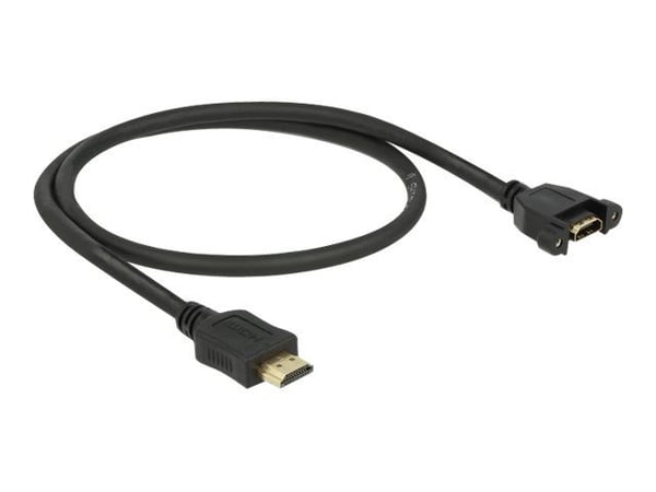 Delock - HDMI-forlengelseskabel med Ethernet - HDMI hann til HDMI hunn skrubar - 50 cm - svart - 4K-støtte