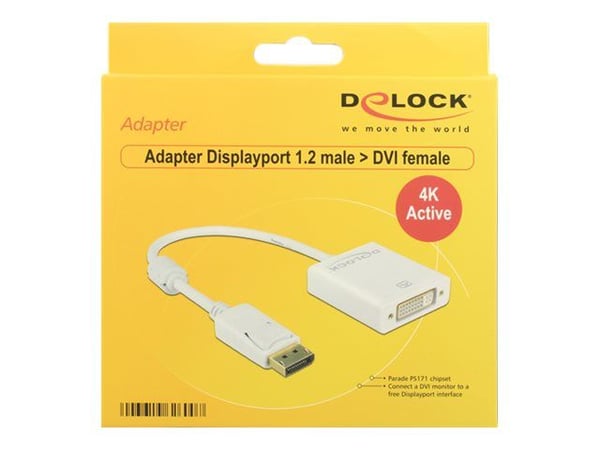 Delock Displayport to DVI Adapter - Videomuuntaja - DVI - DisplayPort - hvid