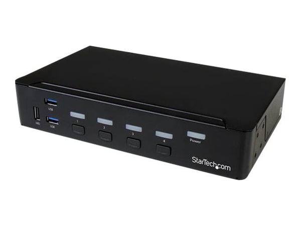 Startech 4 Port DisplayPort KVM Switch - DP KVM Switch with Audio and Built-in USB 3.0 Hub for Peripherals - 4K 30Hz (SV431DPU3A2) - KVM / lyd / US...