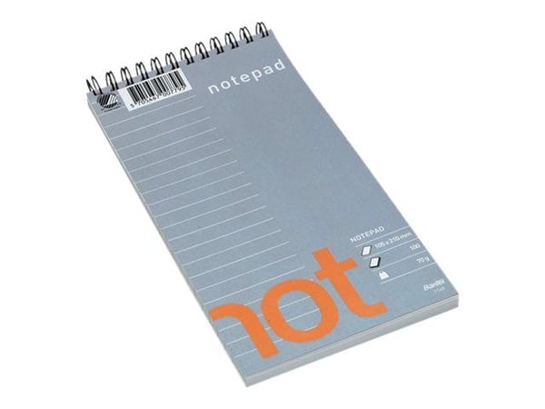 Bantex Not - Notisblokk - spiralbundet - 105 x 210 mm - 100 ark / 200 sider - linjert - innbundet - kartong