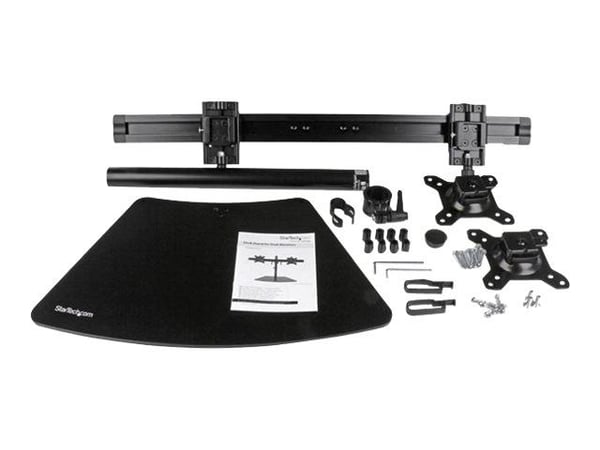 Startech Dual Monitor Mount - Supports Monitors 12" to 24" - Adjustable - VESA Monitor Stand for Desk - Low Profile Base - Horizontal - Black (ARMB...