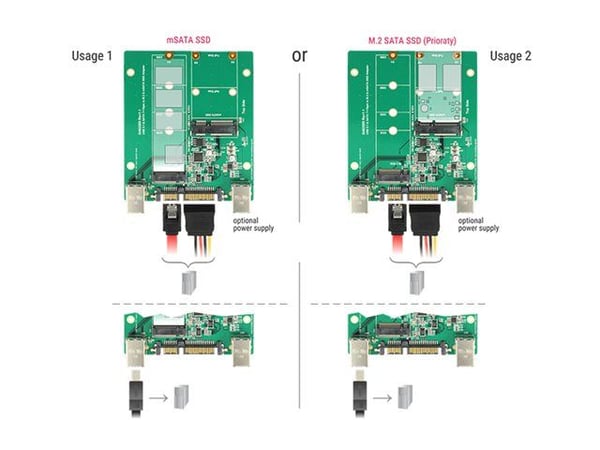 DeLOCK 62732, SATA, M.2, mSATA, Musta, Vihreä, 85 mm, 100 mm, 15 mm