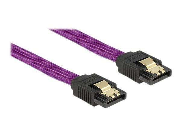 Delock Premium - SATA-kabel - Serial ATA 150/300/600 - SATA (hann) til SATA (hann) - 50 cm - låst - purpur