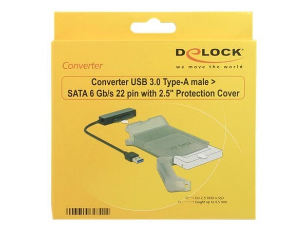 Delock - Diskkontroller - 2.5" - SATA 6Gb/s - USB 3.0 - grå, svart