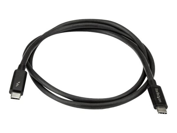 StarTech.com 1m Thunderbolt 3 (20Gbit/s) USB-C-kabel - Thunderbolt - USB- og DisplayPort-kompatibel - hann - hann - svart - nikkel - polyvinylklori...