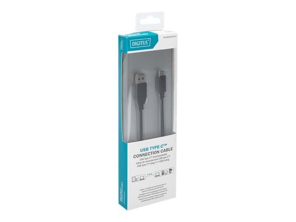 DIGITUS - USB-kabel - USB typ A (hane) till 24 pin USB-C (hane) - USB 3.1 - 1 m - formpressad - svart