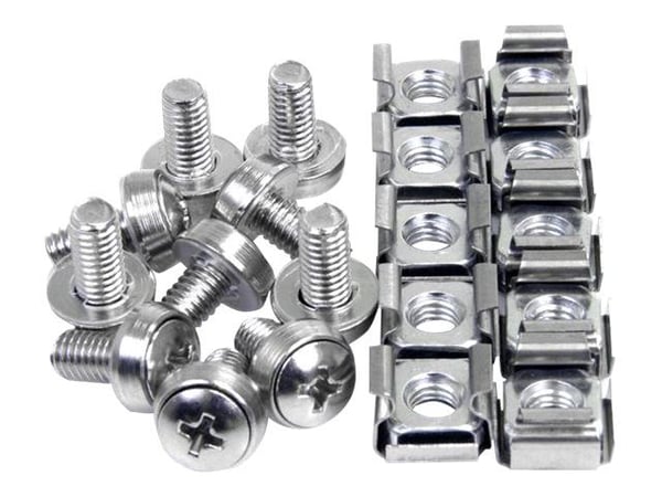 Startech M6 Screws and Cage Nuts - 100 Pack - M6 Mounting Screws and Cage Nuts for Server Rack and Cabinet - Silver (CABSCREWM62) - Skruer og mutte...