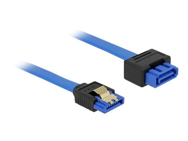 Delock - SATA-forlengelseskabel - Serial ATA 150/300/600 - SATA (R) til SATA (P) hasp - 50 cm - blå