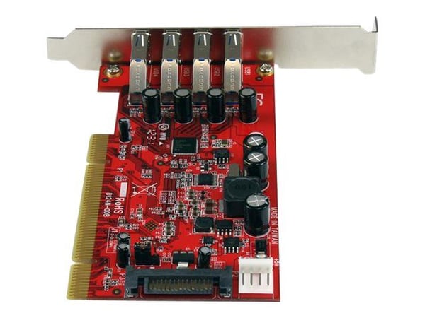 Startech 4 Port PCI SuperSpeed USB 3.0 Adapter Card with SATA/SP4 Power - Quad Port PCI USB 3 Controller Card (PCIUSB3S4) - USB-adapter - PCI-X lav...