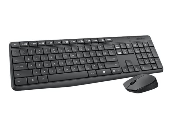 Logitech MK235 - Tastatur- og mussett - trådløs - 2.4 GHz - US International