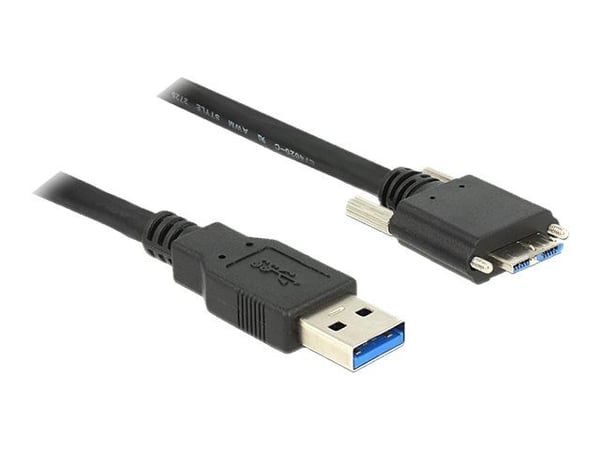 Delock - USB-kaapeli - Micro-USB Type B (han) til USB Type A (han) - USB 3.0 - 3 m - tommelskruer - sort