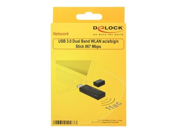 Delock USB 3.0 Dual Band WLAN ac/a/b/g/n Stick - Nettverksadapter - USB 3.0 - Wi-Fi 5 - svart