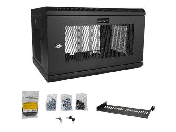 StarTech.com RK616WALM, Seinään asennettava laitekehikko, 6U, 90 kg, Näppäinlukko, Tehostunut kaapelinhallinta, 17,6 kg