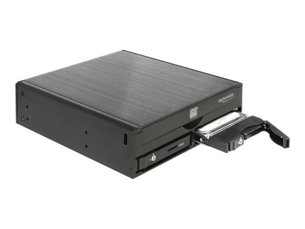 Delock 5.25" Mobile Rack for 1 x 5.25" Slim Drive + 2 x 2.5" SATA HDD / SSD - Lagringsdrevhylse - 2.5" - svart