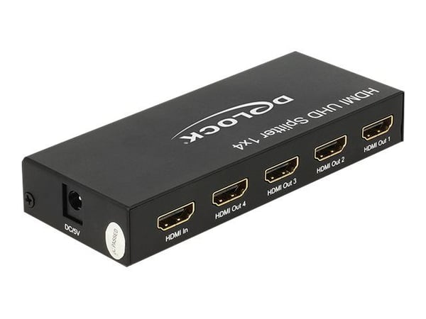 Delock HDMI UHD Splitter 1 x HDMI in > 4 x HDMI out 4K - Video/lyd-splitter - 4 x HDMI - stasjonær