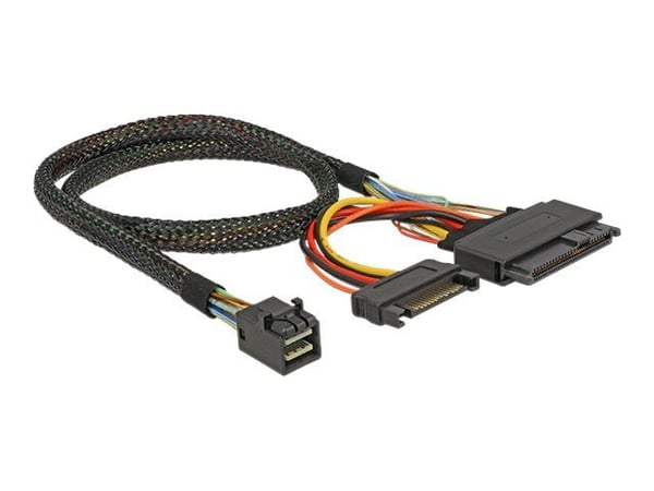 Delock-kabel SFF-8643 hann > U.2 SFF-8639 hann + SATA strømuttak 50 cm (84819)