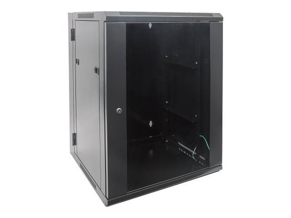 Intellinet Network Cabinet, Wall Mount (Double Section Hinged Swing Out), 15U, Usable Depth 425mm/Width 540mm, Black, Assembled, Max 30kg, Swings o...