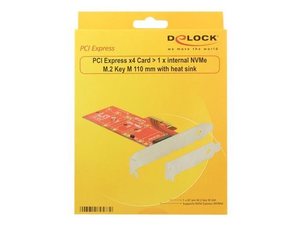 Delock PCI Express x4 Card > 1 x internal NVMe M.2 Key M 110 mm with heat sink - Diskkontroller - 1 Kanal - M.2 Card - PCIe 3.0 x4