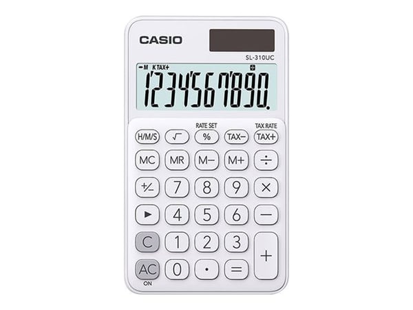 Casio SL-310UC - Kalkulator - 10 sifre - solcellepanel, batteri - hvit