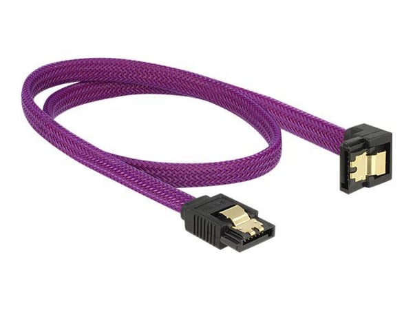 DeLOCK 83696, 0,5 m, SATA III, Uros/uros, Purppura, Suora