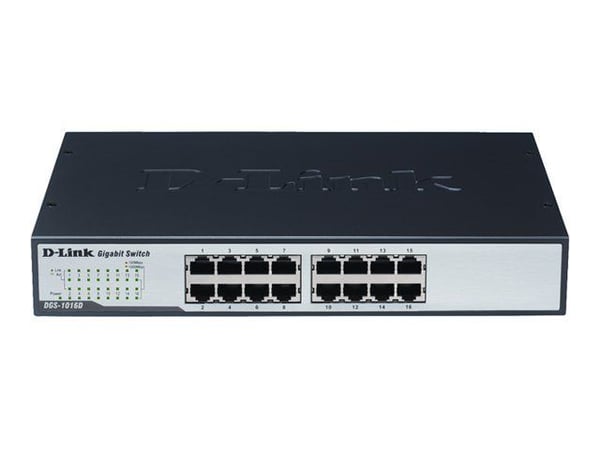 D-Link DGS-1016D/E, Hallitsematon, Täysin kaksipuolinen, Telineasennus