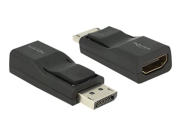 Delock - Video adapter - DisplayPort hann til HDMI hunn - skjermet - svart - 4K-støtte