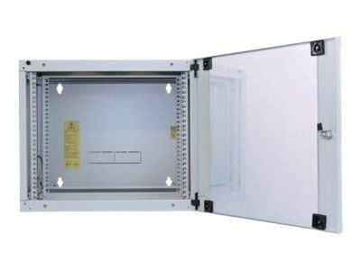 Intellinet Network Cabinet, Wall Mount (Double Section Hinged Swing Out), 12U, Usable Depth 385mm/Width 465mm, Grey, Flatpack, Max 30kg, Swings out...