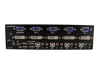 StarTech.com 4 Port DVI VGA Dual Monitor KVM Switch USB with Audio and USB 2.0 Hub (SV431DDVDUA) - Omkopplare för tangentbord/video/mus/ljud/USB - ...