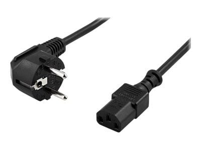 DELTACO DEL-111C - Virtajohto - virta CEE 7/7 (uros) kulmassa virtalähteeseen IEC 60320 C13 suora - AC 250 V - 10 A - 7 m - musta