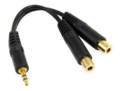 Startech 6 in. 3.5mm Audio Splitter Cable - Stereo Splitter Cable - Gold Terminals - 3.5mm Male to 2x 3.5mm Female - Headphone Splitter (MUY1MFF) -...